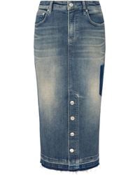 Moschino - Raw-Hem Midi Denim Skirt - Lyst