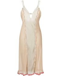 Fendi - Neutral Silk Midi Dress - Women's - Silk - Lyst
