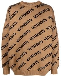 Vetements - Logo-Print Intarsia-Knit Jumper - Lyst