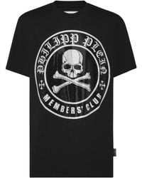 Philipp Plein - Kristallverziertes T-Shirt mit Skull&Bones-Print - Lyst