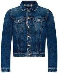 DSquared² - Dark Highlight Mini Front Jean Jacket - Lyst