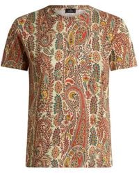 Etro - Cotton T-Shirt With Leafy Paisley Motif - Lyst