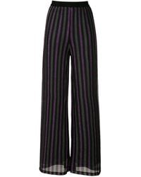 EVA Lurex Striped Wide Trousers - Black