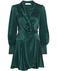 Zimmermann - Wrap-design Silk Mini Dress - Lyst