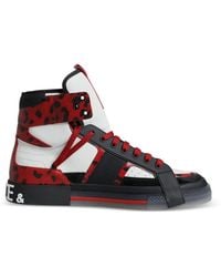 Dolce & Gabbana - Portofino Leopard-Print Calf-Hair Sneakers - Lyst