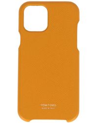 Tom Ford - Logo-Print Grained-Leather Phone Case - Lyst