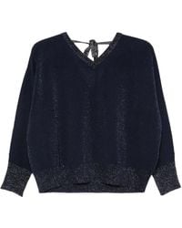 D.exterior - Metallic-Thread Tie-Fastening Sweater - Lyst