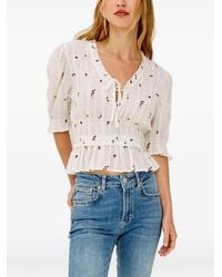 Rails - Floral-Embroidered Smocked Blouse - Lyst