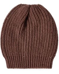 Brunello Cucinelli - Cashmere And Silk Diamond-Yarn Knit Beanie - Lyst