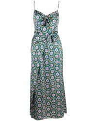 Saloni - Floral-print Silk Midi Dress - Lyst