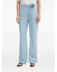 Blugirl Blumarine - Floral-Applique Wide-Leg Jeans - Lyst