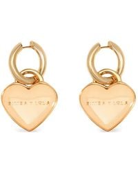 Bimba Y Lola - Heart-Shaped Hoop Earrings With Logo, Ivory Enamel - Lyst
