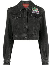 Moschino - Cartoon-Appliqué Cropped Denim Jacket - Lyst
