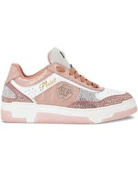 Philipp Plein - Crocodile-Embossed Crystal-Embellished Sneakers - Lyst