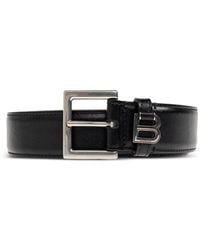 Balenciaga - Logo-Plaque Leather Belt - Lyst