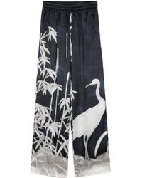 Kiton - Botanical-print Silk Trousers - Lyst