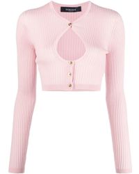 Versace - Cut-out Detail Cropped Cardigan - Lyst