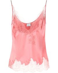 Carine Gilson - Floral-lace Detail Sleeveless Silk Top - Lyst