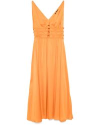 Maje - Abito Midi Con Scollo A V - Lyst