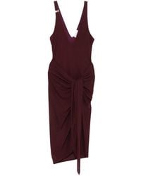 The Attico - Ruched V-Neck Midi Dress - Lyst
