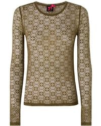 Pinko - Monogram-Lace Long-Sleeve Top - Lyst