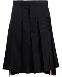 Thom Browne - 4-bar Woollen Pleated Skirt - Lyst