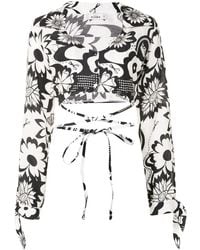 Amir Slama - Floral-Print Cropped Shirt - Lyst