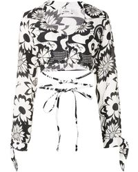 Amir Slama - Cropped-Hemd Mit Blumen-Print - Lyst