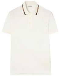 Burberry - Check Trim Cotton Polo Shirt - Lyst