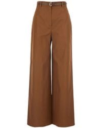 Max Mara - Belted Cotton Trousers - Lyst