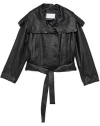 7 For All Mankind - Double-Breasted Leather Jacket - Lyst