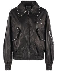 Noir Kei Ninomiya - Stud-Embellished Leather Jacket - Lyst