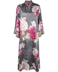 Natori Kaftan mit Blumen-Print - Grau