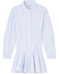 Ganni - Striped Mini Shirt Dress - Lyst