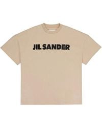 Jil Sander - Dark Sand T-Shirt Mit Logo-Print - Lyst