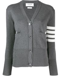 Thom Browne - Cárdigan con motivo 4-Bar y cuello en V - Lyst
