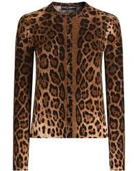 Dolce & Gabbana - Leo-Print Wool Cardigan - Lyst