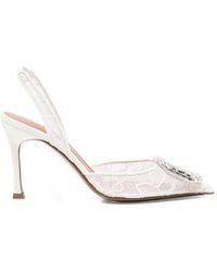 AMINA MUADDI - Camelia Crystal-Embellished Lace Slingback Pumps - Lyst