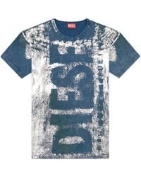 DIESEL - T-shirt à logo avec effets métallisés - Lyst