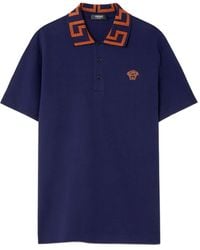 Versace - Besticktes Poloshirt Aus Baumwollpiqué - Lyst