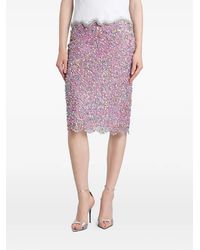Costarellos - Naia Sequin-Embellished Lace Midi Skirt - Lyst