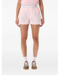 Sporty & Rich - Short Rayé À Bande Logo À La Taille - Lyst