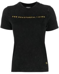 DIESEL - Distressed-Finish Slogan-Print T-Shirt - Lyst