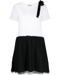 RED Valentino ポワンデスプリ バイカラードレス - ホワイト