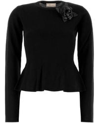 Blumarine - Peplum Trui Met Bloemen-Applicatie - Lyst