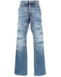 DSquared² - Distressed Straight-Leg Jeans - Lyst
