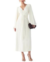 Willa - Gwen Ruched Tie-Fastening Midi Dress - Lyst