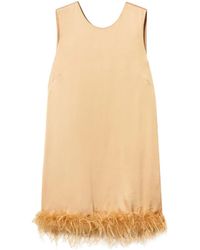 Twinset - Feather-Detail Satin-Finish Mini Dress - Lyst