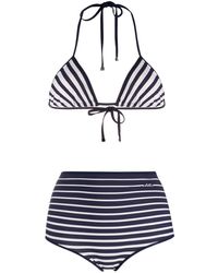 Valentino Striped Triangle High-rise Bikini - Blue