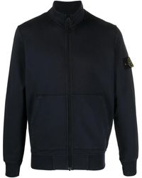 Stone Island - Sweater Met Halve Rits En Compass-Logopatch - Lyst
